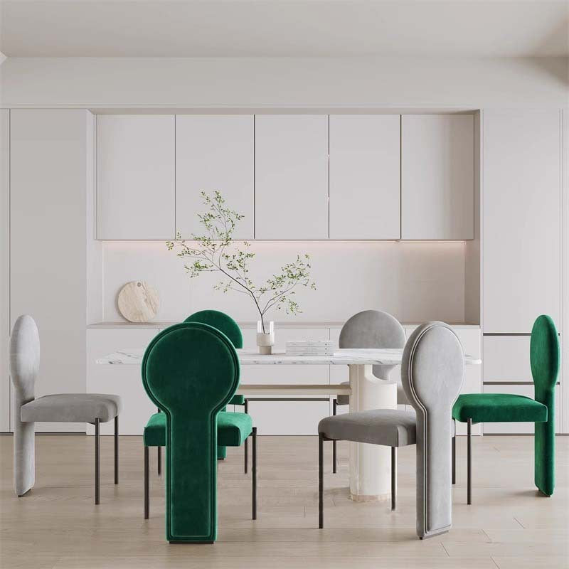 Chinese Velvet Iron Dining Chair