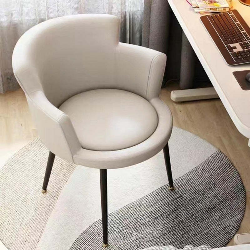 Minimalist arc desk beige office chairs — Fixed Chair - Carbon Steel Frame / White