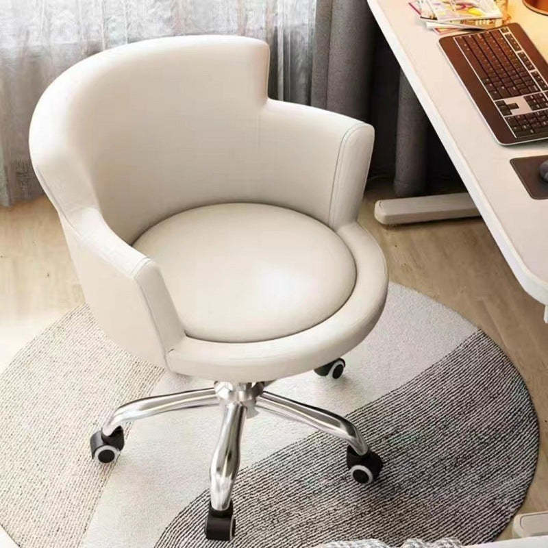 Minimalist Arc Lift Tech Fabric Desk Chair — B -Solid Wood / White