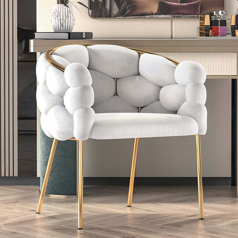 Contemporary Bubble Fabric Metal Vanity Stool