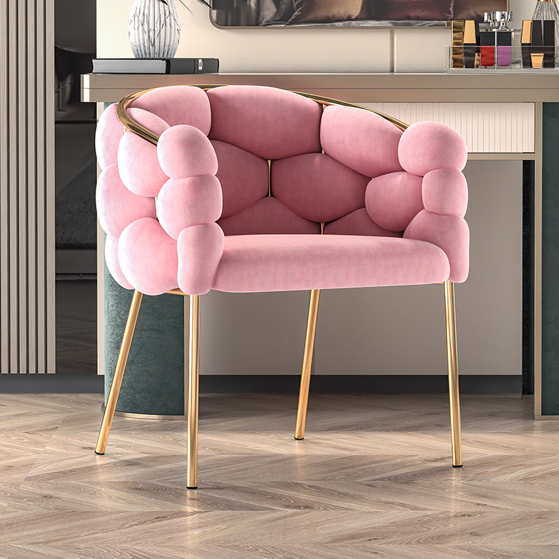 Contemporary Bubble Fabric Metal Vanity Stool
