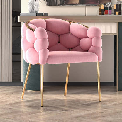 Contemporary Bubble Fabric Metal Vanity Stool