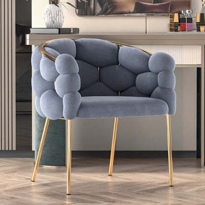 Contemporary Bubble Fabric Metal Vanity Stool