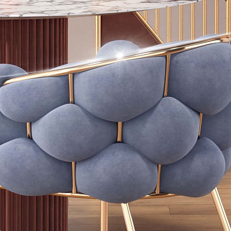 Contemporary Bubble Fabric Metal Vanity Stool