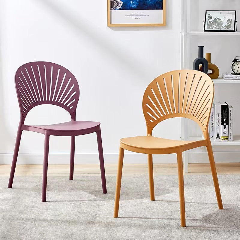 Minimalist Hollow Bend Plastic Dining Chair — Black
