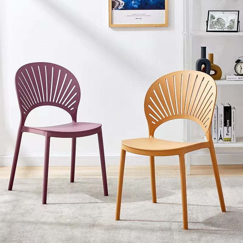 Minimalist Hollow Bend Plastic Dining Chair — Black