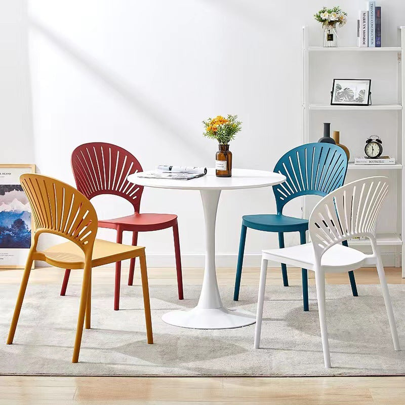 Minimalist Hollow Bend Plastic Dining Chair — White