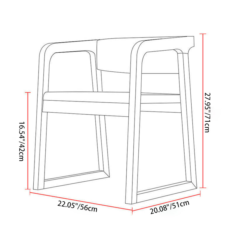 Chinese Bent Leather Wood Dining Chair — With Arm / Walnut Color