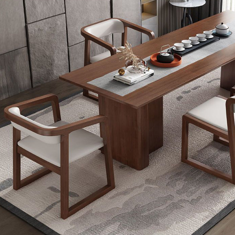 Chinese Bent Leather Wood Dining Chair — With Arm / Black