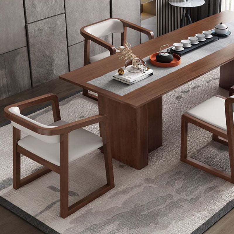 Chinese Bent Leather Wood Dining Chair — With Arm / Black