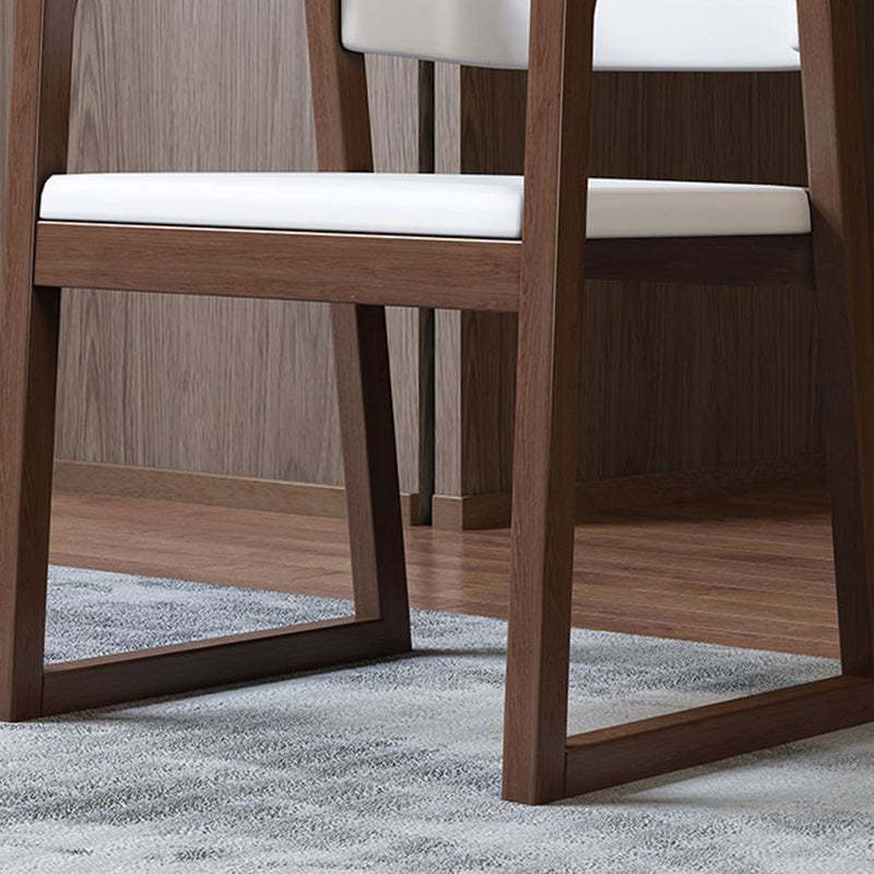 Chinese Bent Leather Wood Dining Chair — With Arm / Original Wood Color