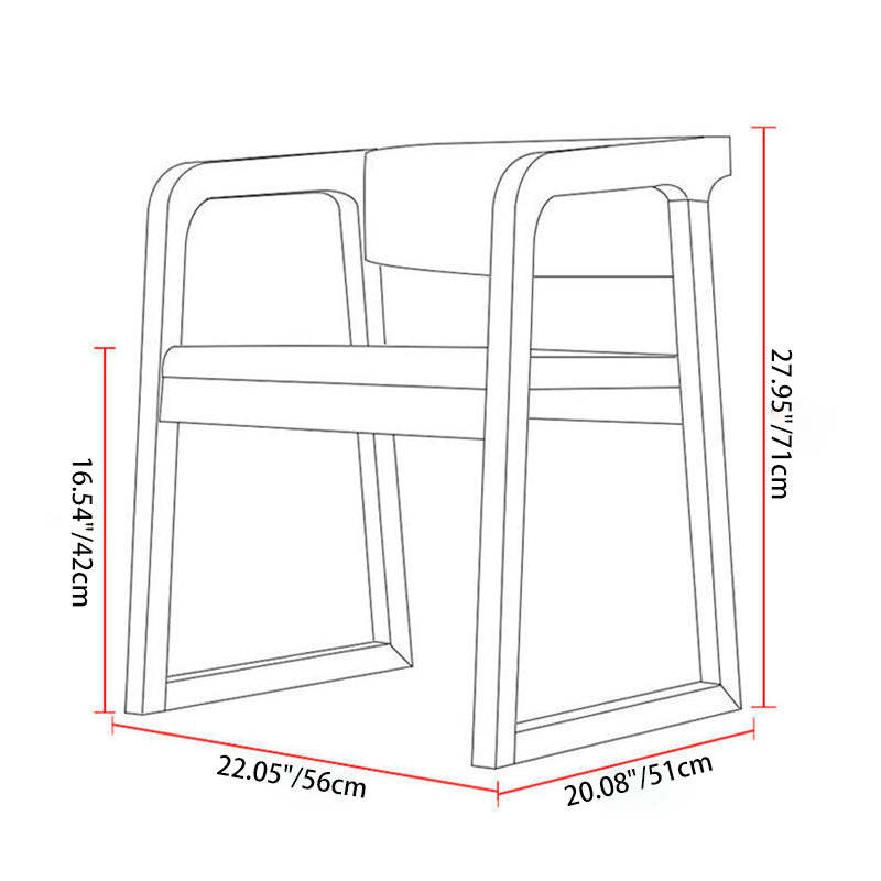 Chinese Bent Leather Wood Dining Chair — With Arm / Walnut Color