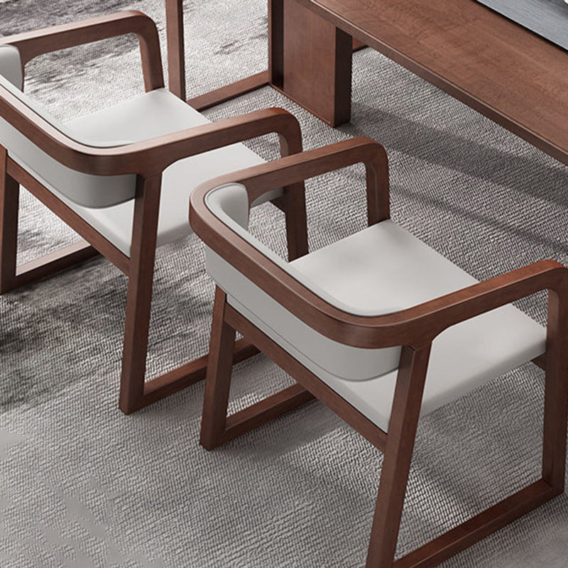 Chinese Bent Leather Wood Dining Chair