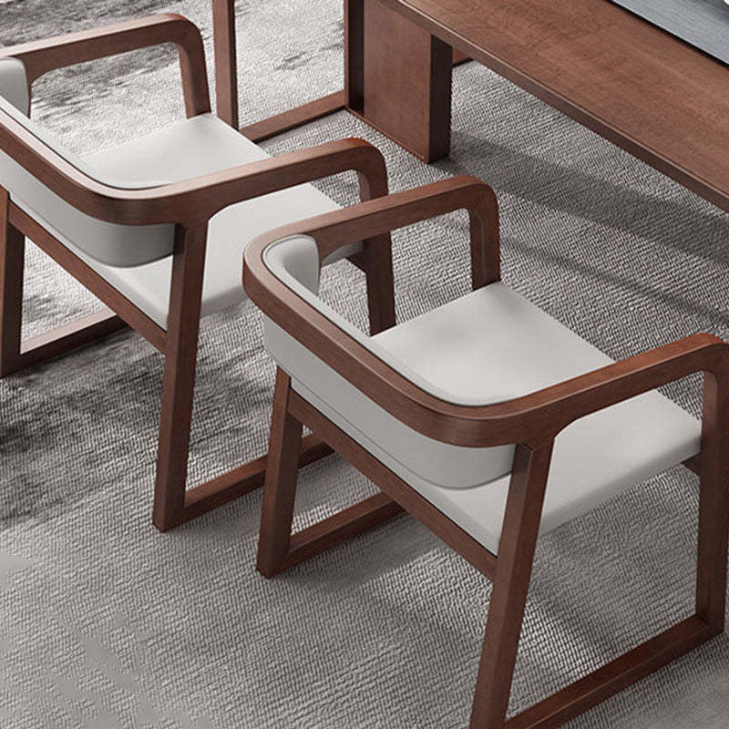 Chinese Bent Leather Wood Dining Chair