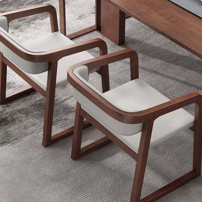 Chinese Bent Leather Wood Dining Chair