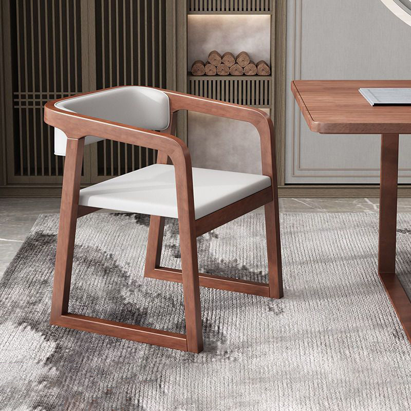 Chinese Bent Leather Wood Dining Chair