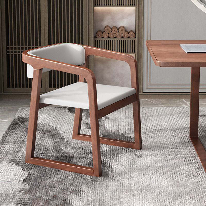 Chinese Bent Leather Wood Dining Chair