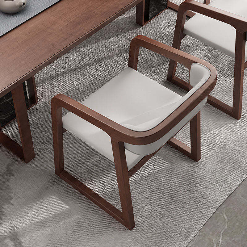 Chinese Bent Leather Wood Dining Chair