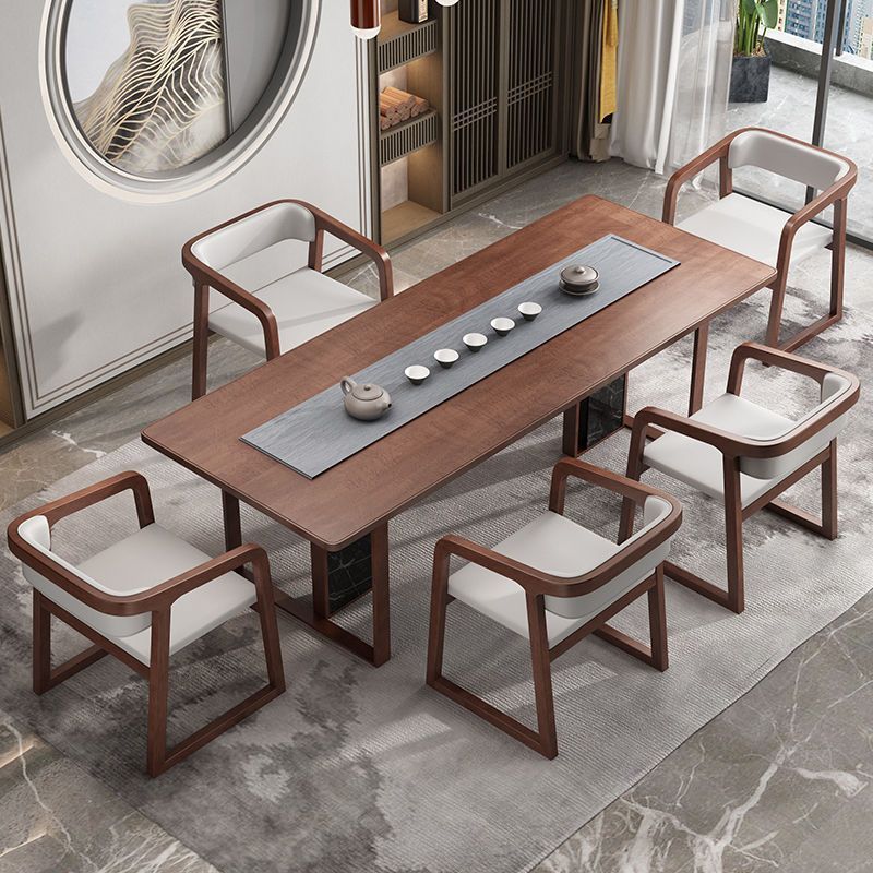 Chinese Bent Leather Wood Dining Chair — Armless / Original Wood Color