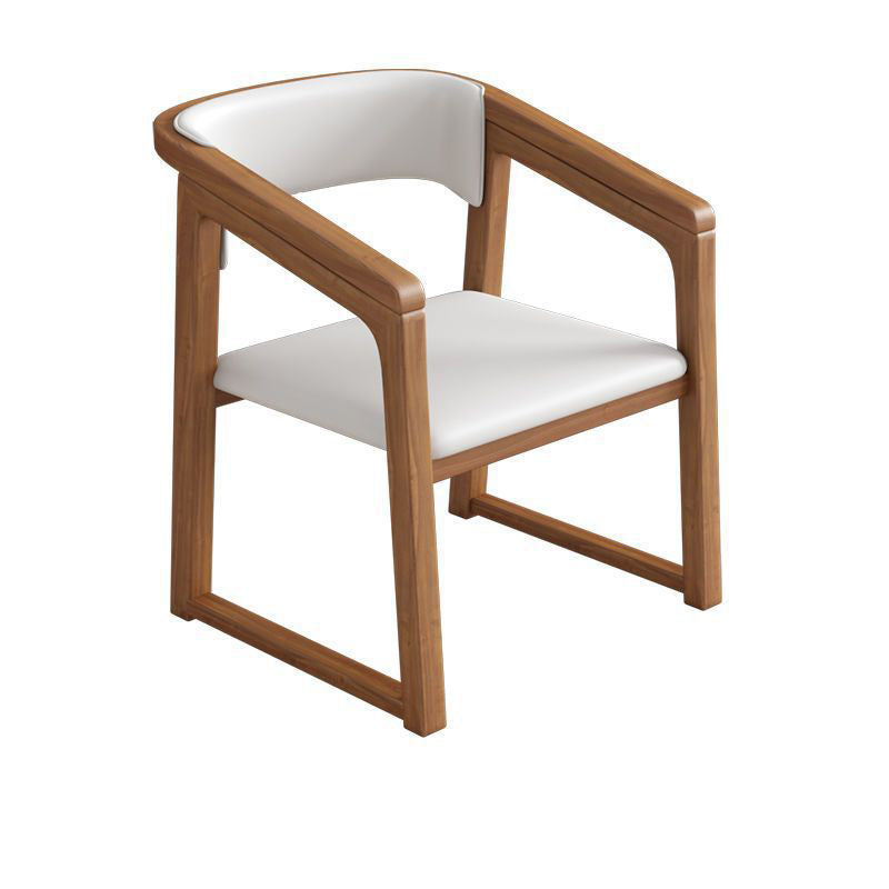 Chinese Bent Leather Wood Dining Chair