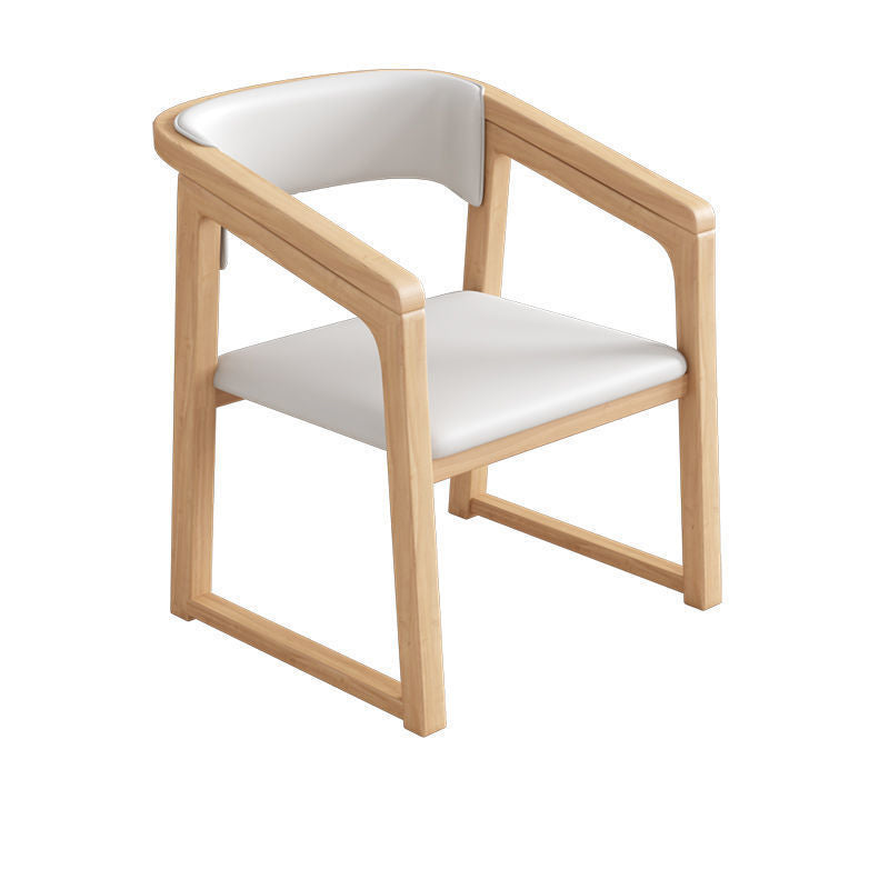 Chinese Bent Leather Wood Dining Chair
