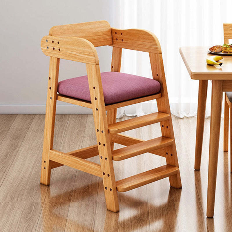 Gray fabric rubberwood kids dining chairs & benches - minimalist — Pink