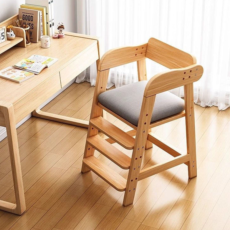 Modern Kids Fabric Rubberwood Dining Chair — Original Wood Color