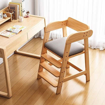 Modern Kids Fabric Rubberwood Dining Chair — Original Wood Color