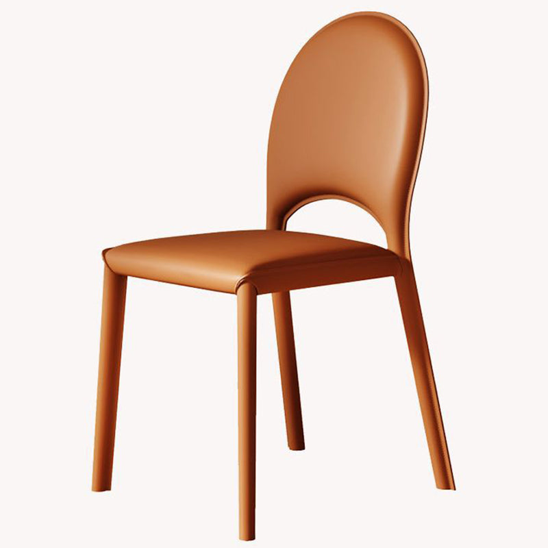 Scandinavian Curved Half-Round Leather Dining Chair