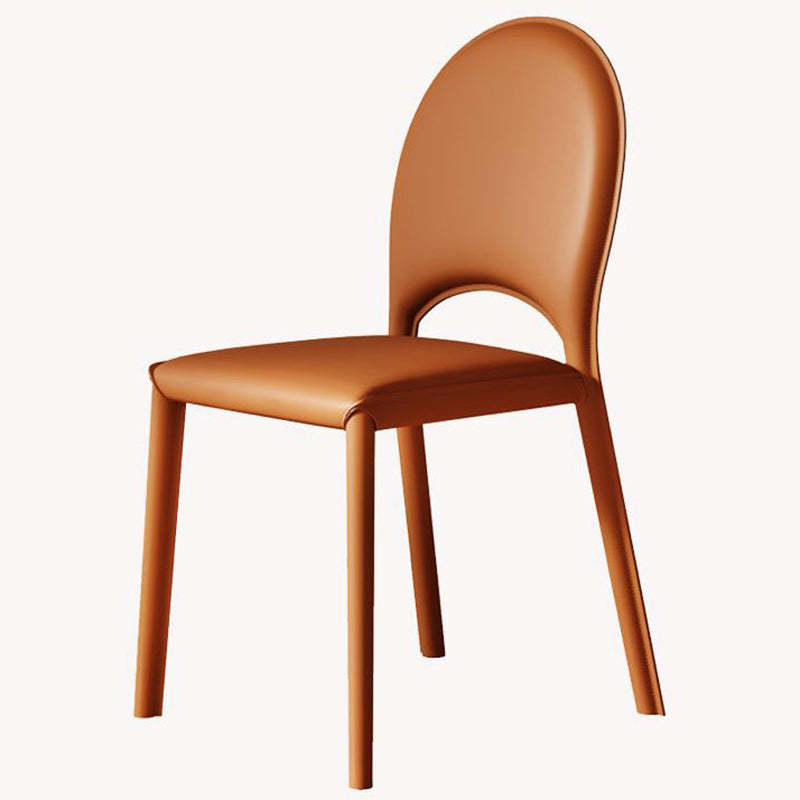 Scandinavian Curved Half-Round Leather Dining Chair