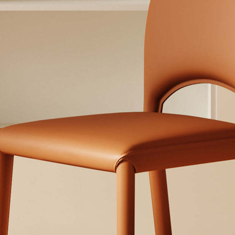 Scandinavian Curved Half-Round Leather Dining Chair
