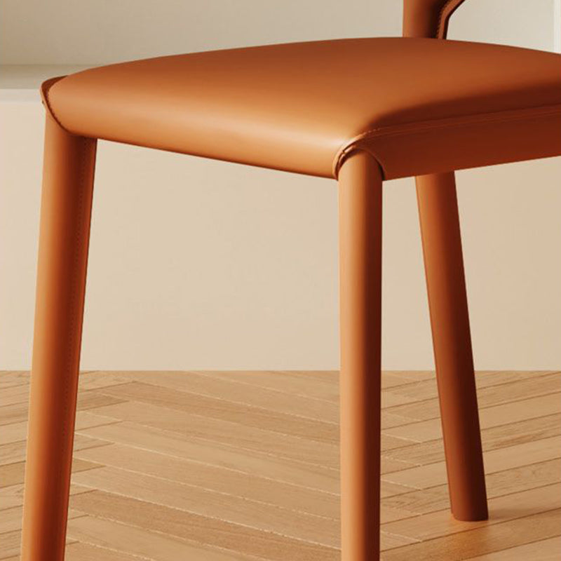 Scandinavian Curved Half-Round Leather Dining Chair