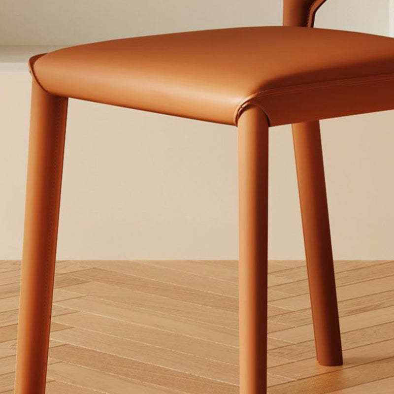 Scandinavian Curved Half-Round Leather Dining Chair