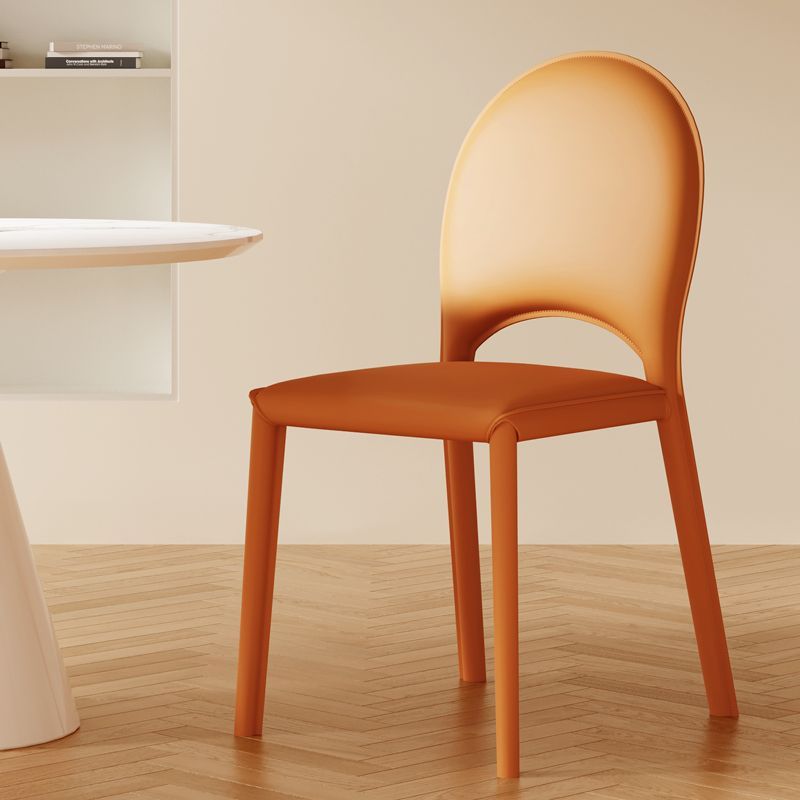 Scandinavian Curved Half-Round Leather Dining Chair