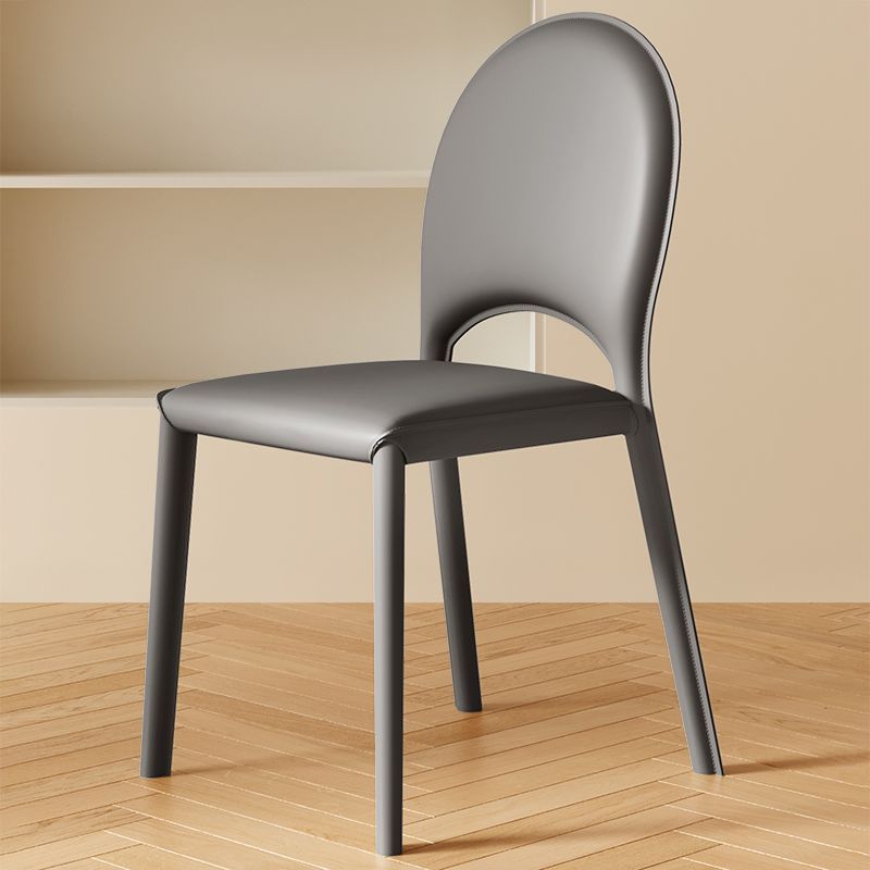Scandinavian Curved Half-Round Leather Dining Chair
