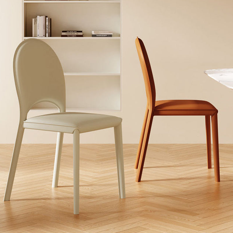 Scandinavian Curved Half-Round Leather Dining Chair