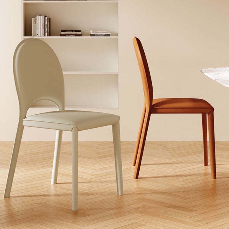 Scandinavian Curved Half-Round Leather Dining Chair