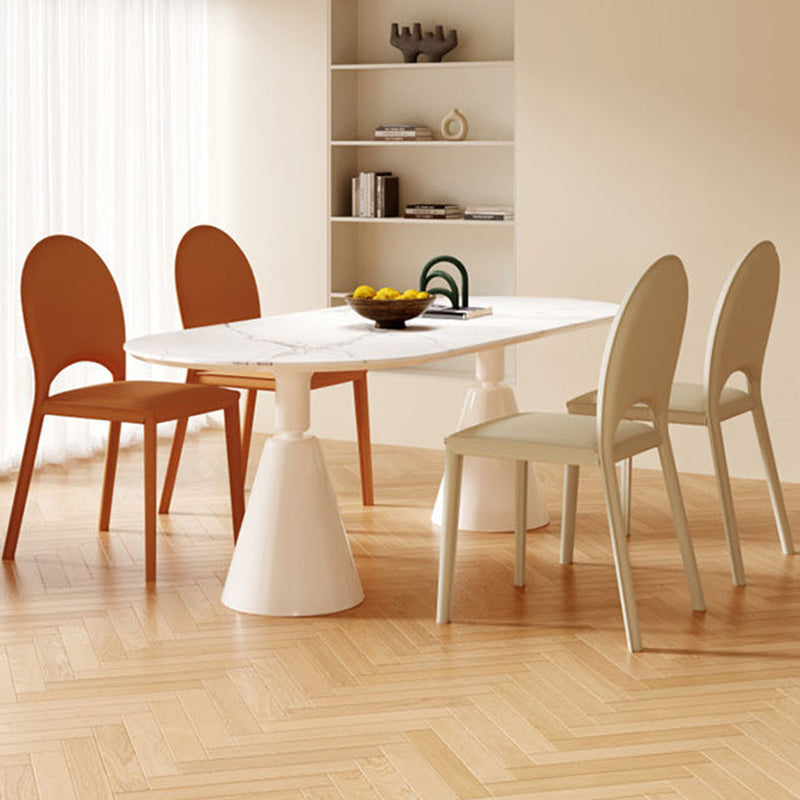 Scandinavian Curved Half-Round Leather Dining Chair