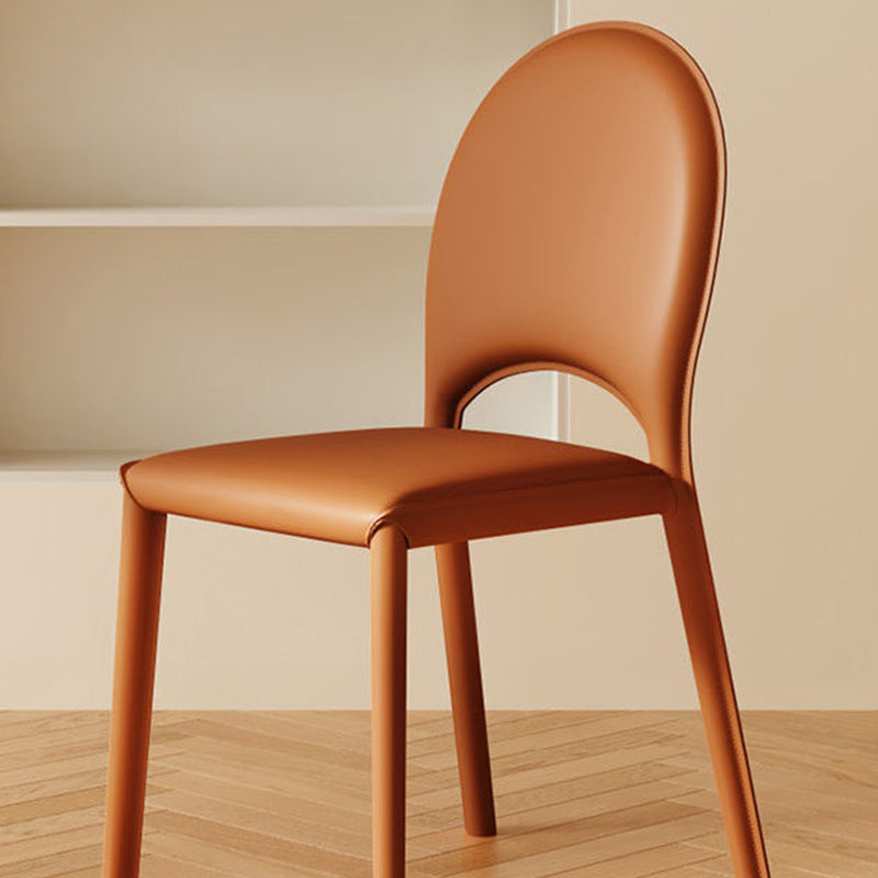 Scandinavian Curved Half-Round Leather Dining Chair