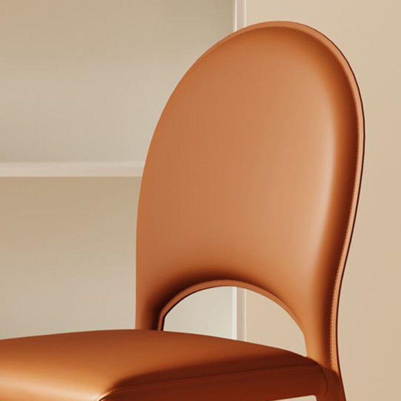 Scandinavian Curved Half-Round Leather Dining Chair