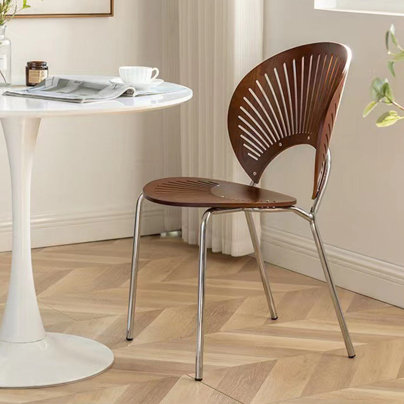 Scandinavian Shell Solid Wood Stainless Steel Dining Chair
