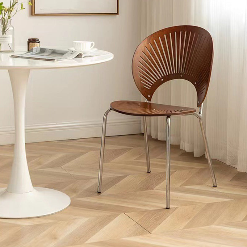 Scandinavian Shell Solid Wood Stainless Steel Dining Chair