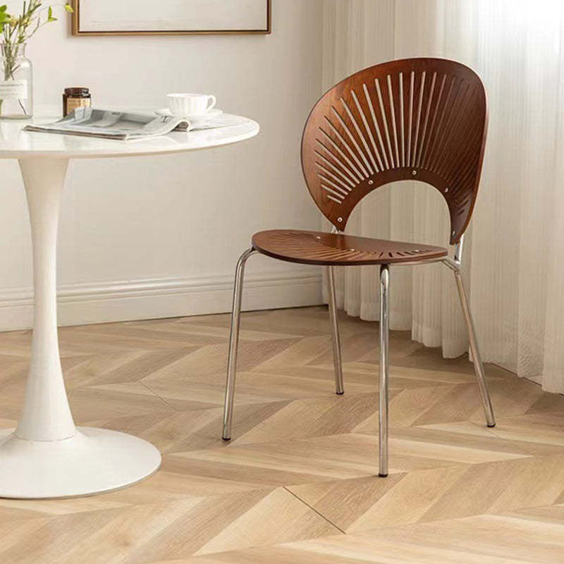 Scandinavian Shell Solid Wood Stainless Steel Dining Chair