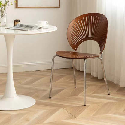 Scandinavian Shell Solid Wood Stainless Steel Dining Chair