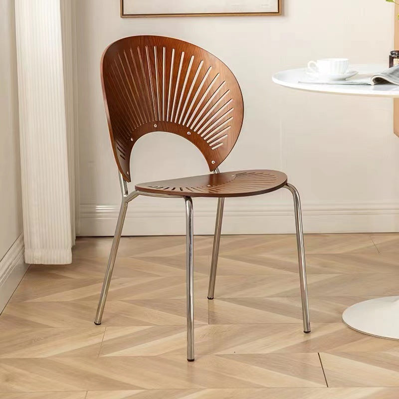 Scandinavian Shell Solid Wood Stainless Steel Dining Chair