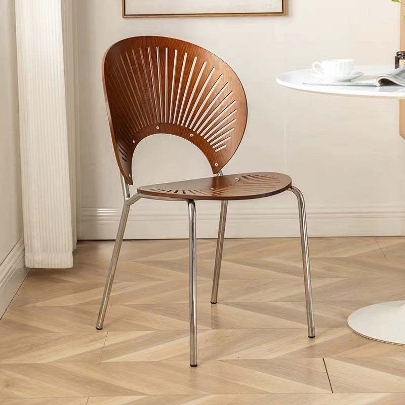 Scandinavian Shell Solid Wood Stainless Steel Dining Chair