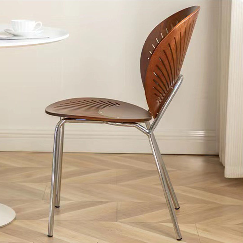 Scandinavian Shell Solid Wood Stainless Steel Dining Chair