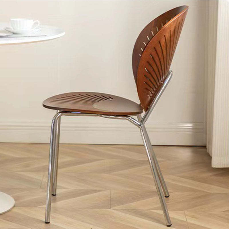 Scandinavian Shell Solid Wood Stainless Steel Dining Chair