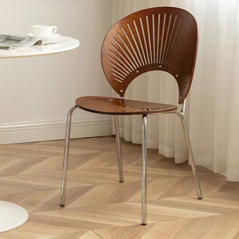 Scandinavian Shell Solid Wood Stainless Steel Dining Chair