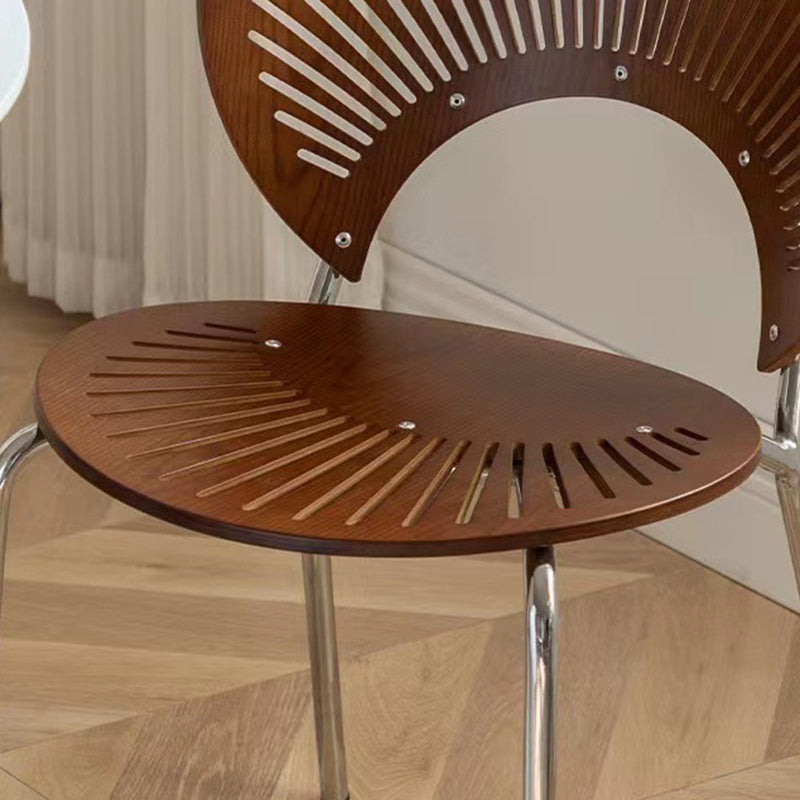 Scandinavian Shell Solid Wood Stainless Steel Dining Chair